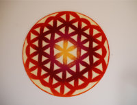 Blume des Lebens, Ø 90cm, butterblume, pink, samtrot ,feuerrot, leuchtorange, Merinowolle auf Chiffonseide