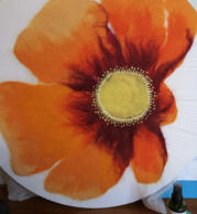 Lotusblüte, Ø 90cm, teilweise bestickt, Merinowolle